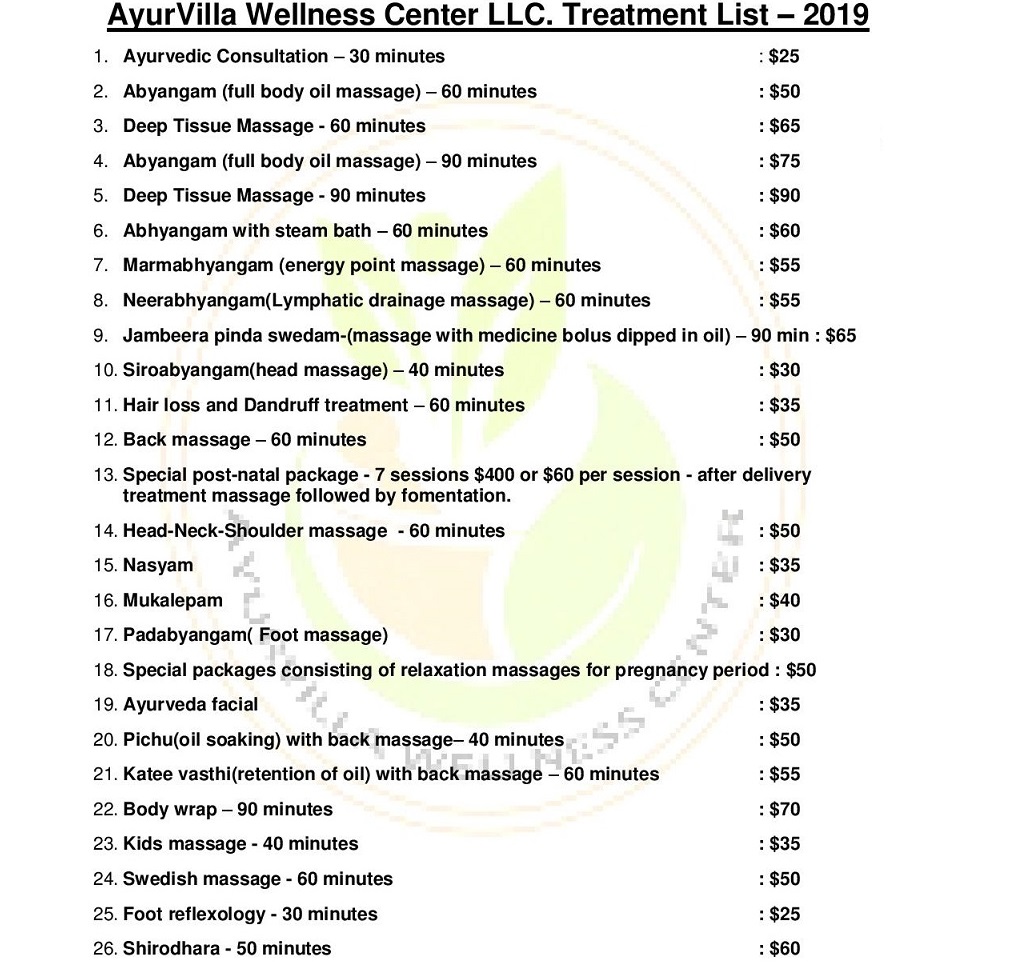 "AyurVilla Wellness Center LLC."